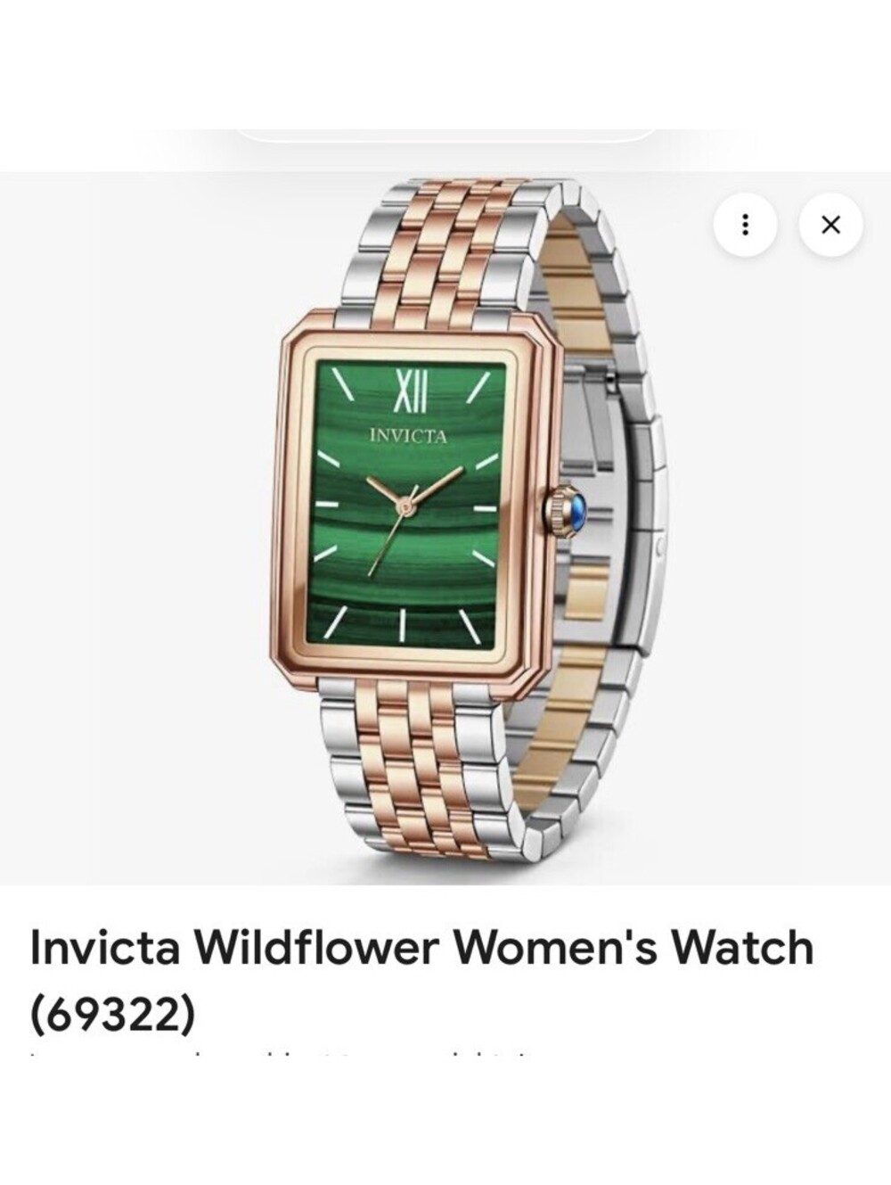 Invicta 69322 Wildflower Woman’s Watch 26mm Green Square Dial